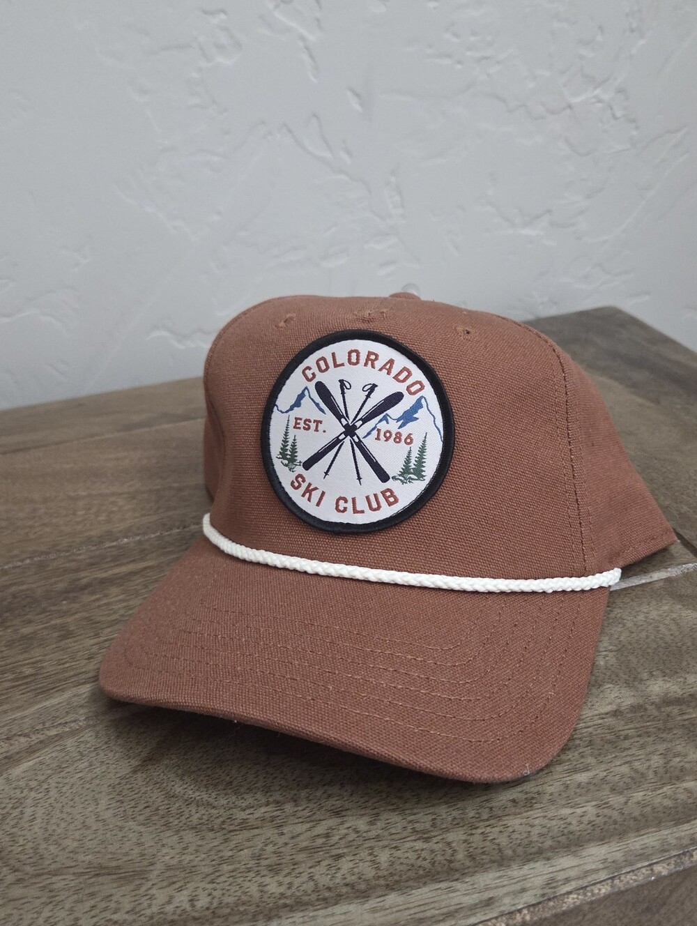 MAD Engine Brown Rope-Trim Colorado Ski Club Patch Cap